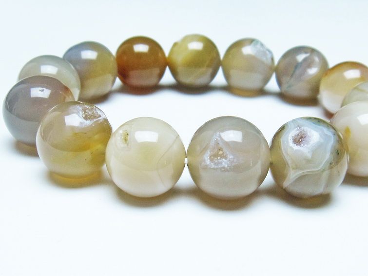 アゲート 笑口ブレスレット 16mm 一点物 メール便可 [M便 1/10] 111-39620