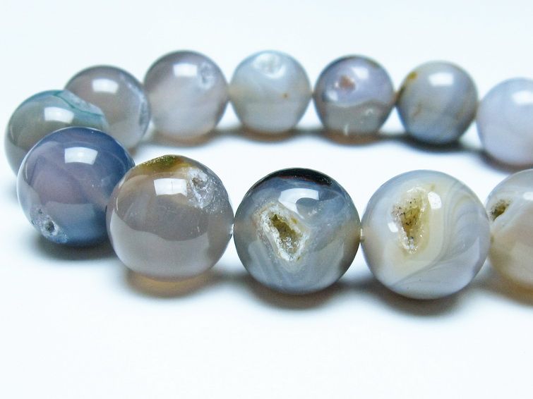 アゲート 笑口ブレスレット 16mm 一点物 メール便可 [M便 1/10] 111-39625