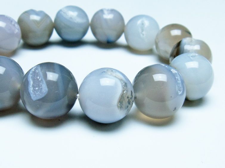 アゲート 笑口ブレスレット 16mm 一点物 メール便可 [M便 1/10] 111-39636