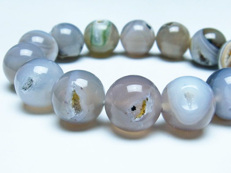 アゲート 笑口ブレスレット 16mm 一点物 メール便可 [M便 1/10] 111-39642