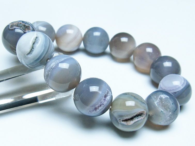 アゲート 笑口ブレスレット 16mm 一点物 メール便可 [M便 1/10] 111-39666