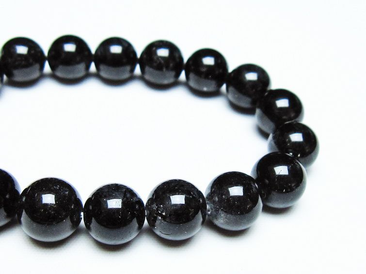 ブラックルチルクォーツ ブレスレット  11mm ブラックトルマリン トルマリネイテッドクォーツ ブレス 一点物 メール便可 [M便 1/10] 111-41270