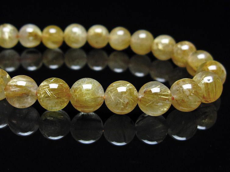 タイチンルチル 8mm タイチンルチルクォーツ ブレスレット 一点物  111-41688