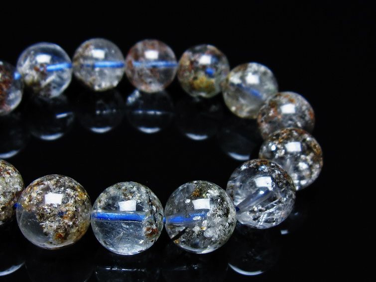 ガーデンファントムクォーツ ブレスレット トルマリン入り 14mm 一点物 メール便可 [M便 1/10] 111-42575