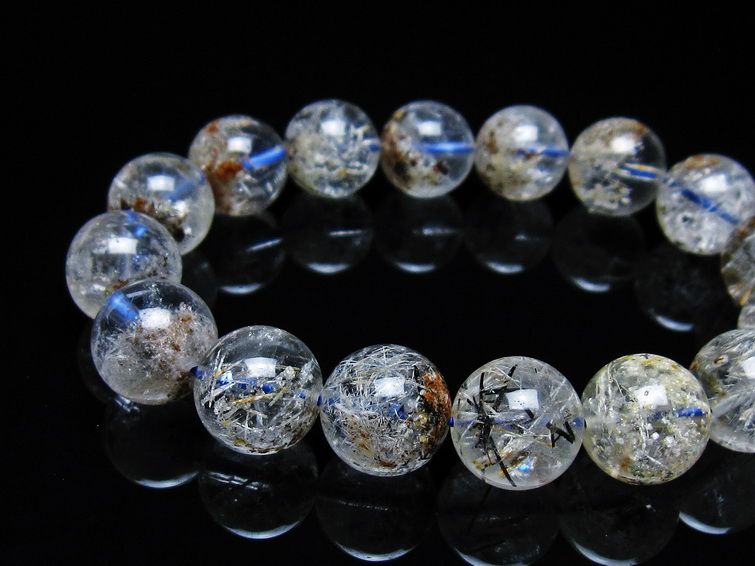 ガーデンファントムクォーツ ブレスレット トルマリン入り 14mm 一点物 メール便可 [M便 1/10] 111-42578