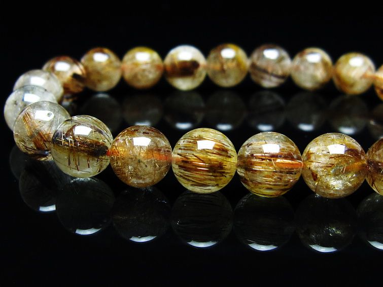 ルチルクォーツ ブレスレット キャッツアイ 8mm 一点物 メール便可 [M便 1/10] 111-45753