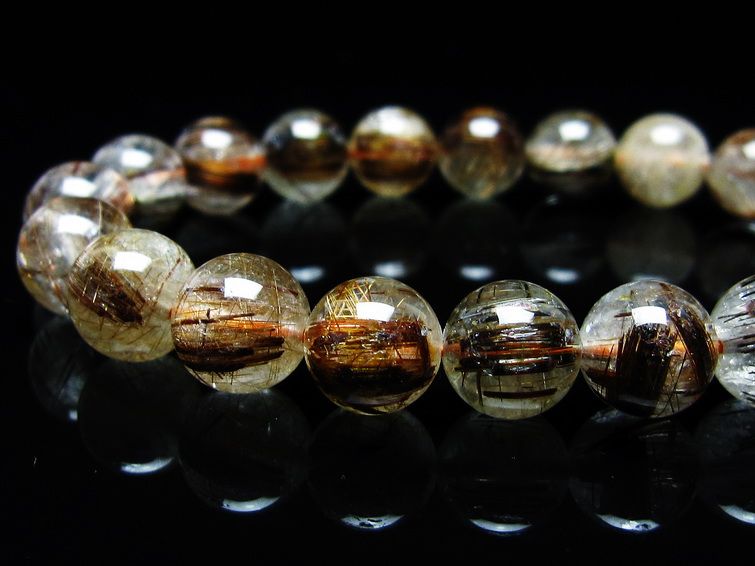 ルチルクォーツ ブレスレット キャッツアイ 10mm 一点物 メール便可 [M便 1/10] 111-45754