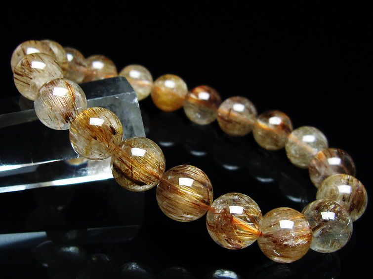 ルチルクォーツ ブレスレット キャッツアイ 10mm 一点物 メール便可 [M便 1/10] 111-45755