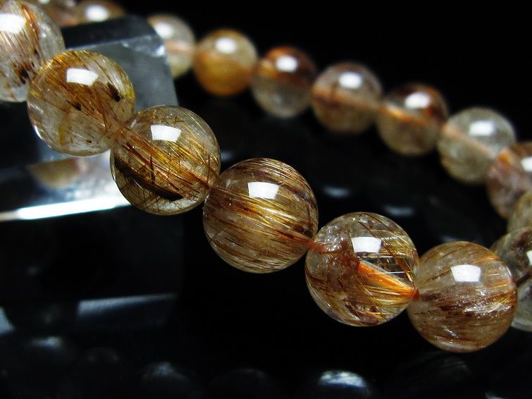 ルチルクォーツ ブレスレット キャッツアイ 10mm 一点物 メール便可 [M便 1/10] 111-45755