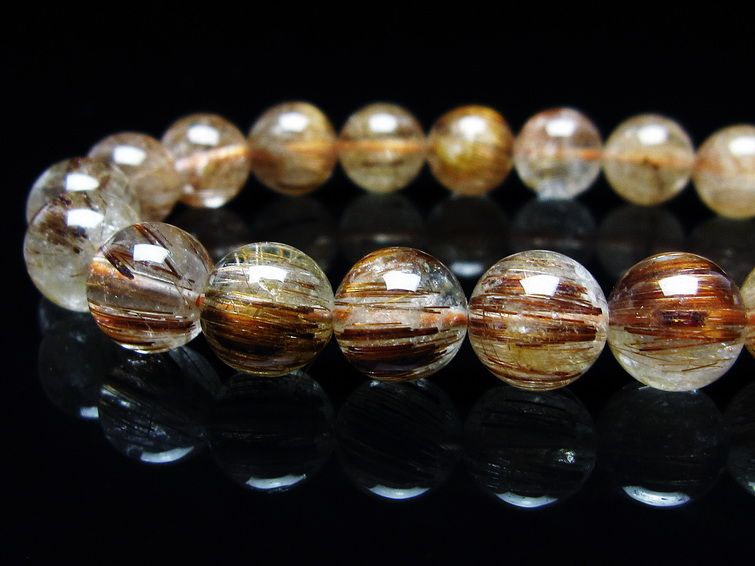 ルチルクォーツ ブレスレット キャッツアイ 10mm 一点物 メール便可 [M便 1/10] 111-45755