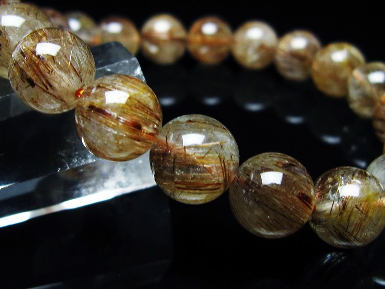 ルチルクォーツ ブレスレット キャッツアイ 10mm 一点物 メール便可 [M便 1/10] 111-45756
