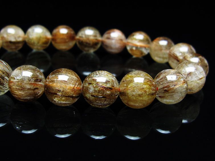ルチルクォーツ ブレスレット キャッツアイ 10mm 一点物 メール便可 [M便 1/10] 111-45756