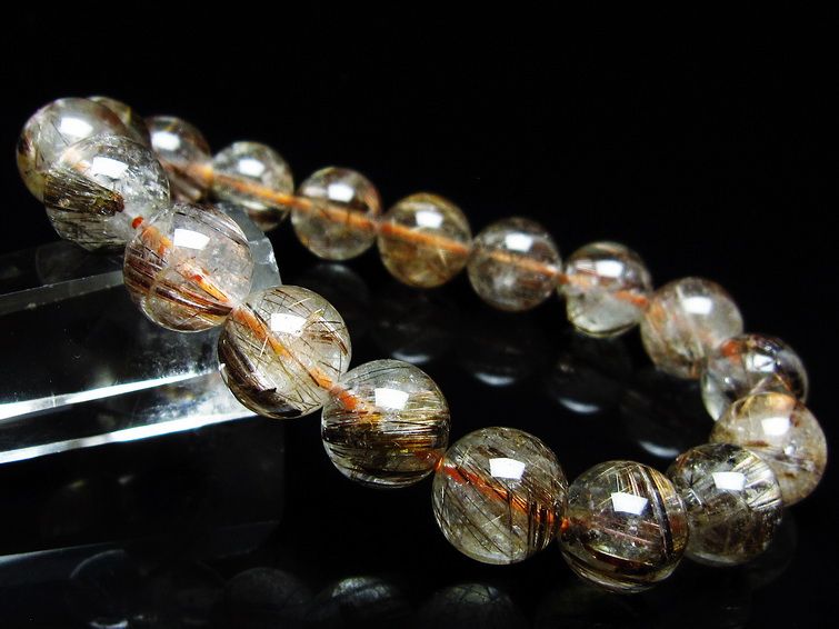ルチルクォーツ ブレスレット キャッツアイ 11mm 一点物 メール便可 [M便 1/10] 111-45758