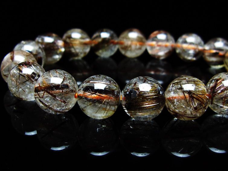 ルチルクォーツ ブレスレット キャッツアイ 11mm 一点物 メール便可 [M便 1/10] 111-45758
