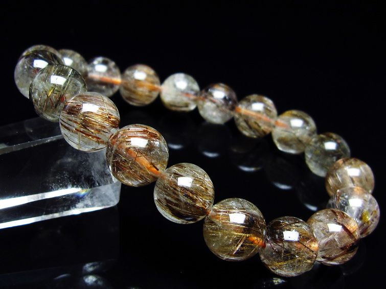 ルチルクォーツ ブレスレット キャッツアイ 11mm 一点物 メール便可 [M便 1/10] 111-45759