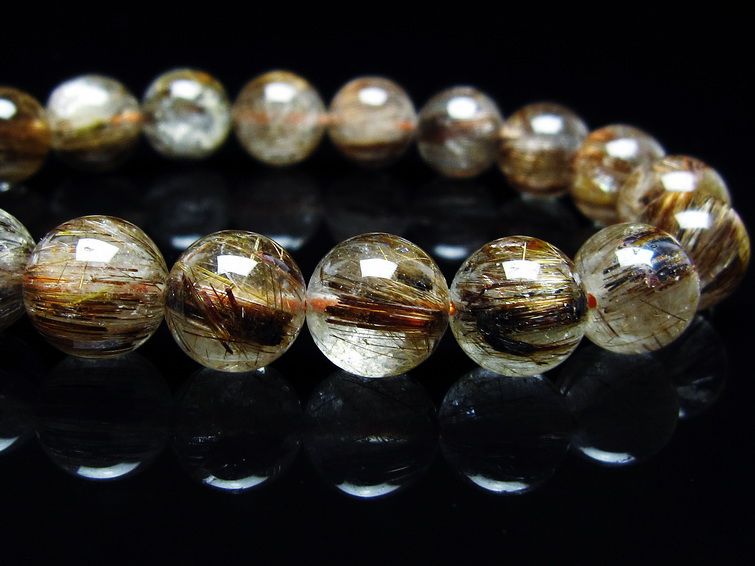 ルチルクォーツ ブレスレット キャッツアイ 11mm 一点物 メール便可 [M便 1/10] 111-45760