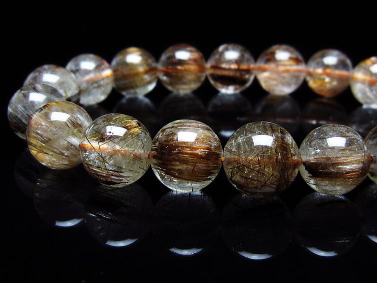 ルチルクォーツ ブレスレット キャッツアイ 11mm 一点物 メール便可 [M便 1/10] 111-45761