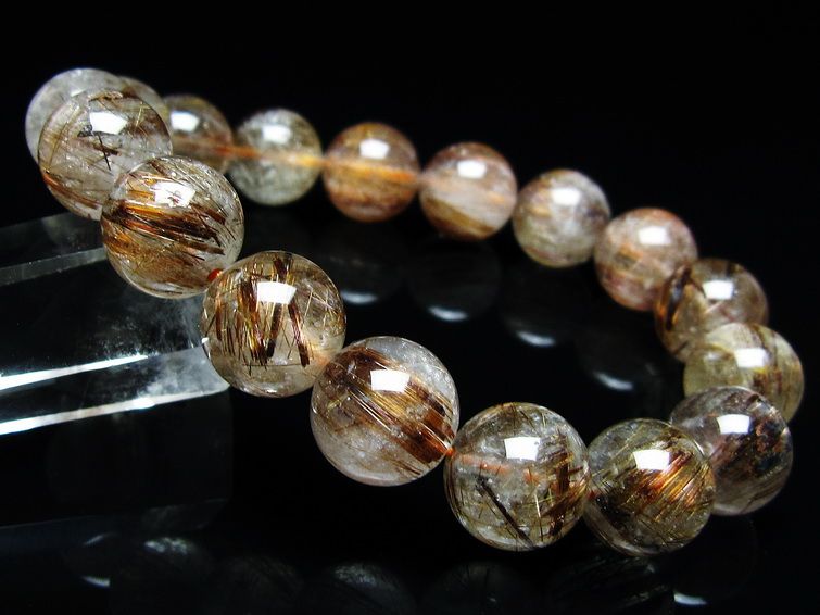 ルチルクォーツ ブレスレット キャッツアイ 13mm 一点物 メール便可 [M便 1/10] 111-45764