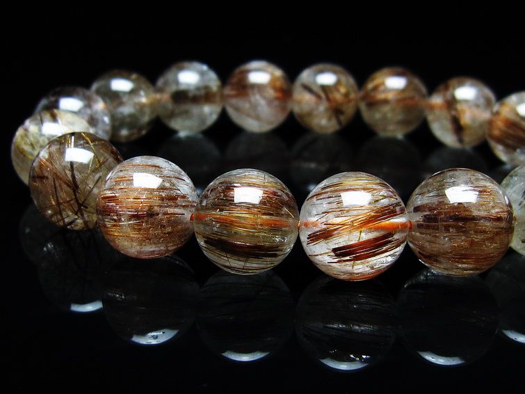 ルチルクォーツ ブレスレット キャッツアイ 13mm 一点物 メール便可 [M便 1/10] 111-45764