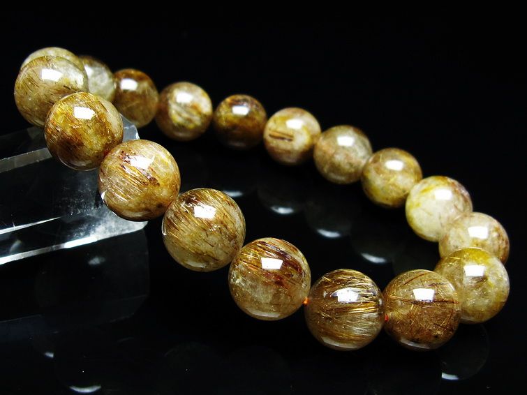 ルチルクォーツ ブレスレット キャッツアイ 12mm 一点物 メール便可 [M便 1/10] 111-45765