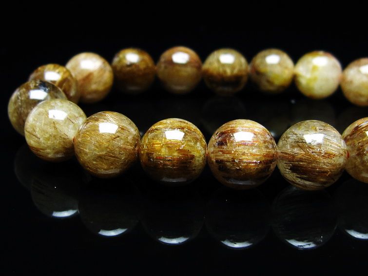 ルチルクォーツ ブレスレット キャッツアイ 12mm 一点物 メール便可 [M便 1/10] 111-45765