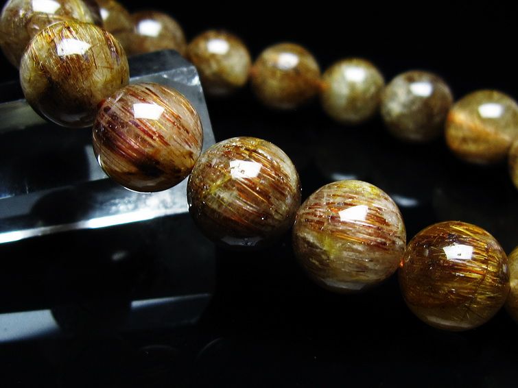 ルチルクォーツ ブレスレット キャッツアイ 11mm 一点物 メール便可 [M便 1/10] 111-45766