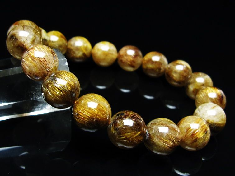 ルチルクォーツ ブレスレット キャッツアイ 11mm 一点物 メール便可 [M便 1/10] 111-45767