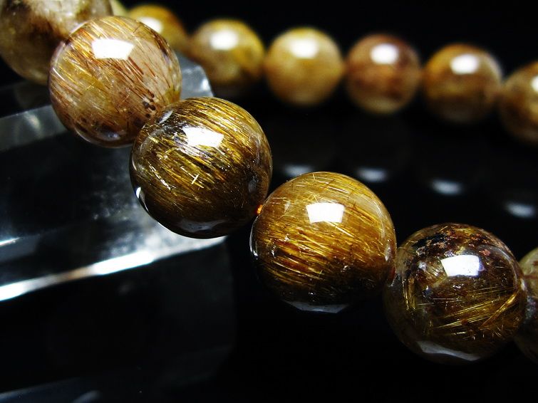 ルチルクォーツ ブレスレット キャッツアイ 11mm 一点物 メール便可 [M便 1/10] 111-45767