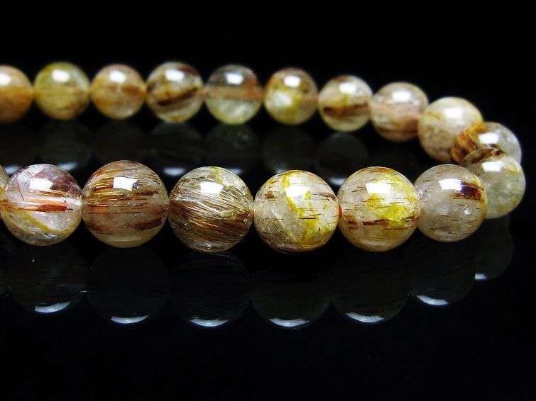 ルチルクォーツ ブレスレット キャッツアイ 8mm 一点物 メール便可 [M便 1/10] 111-45768