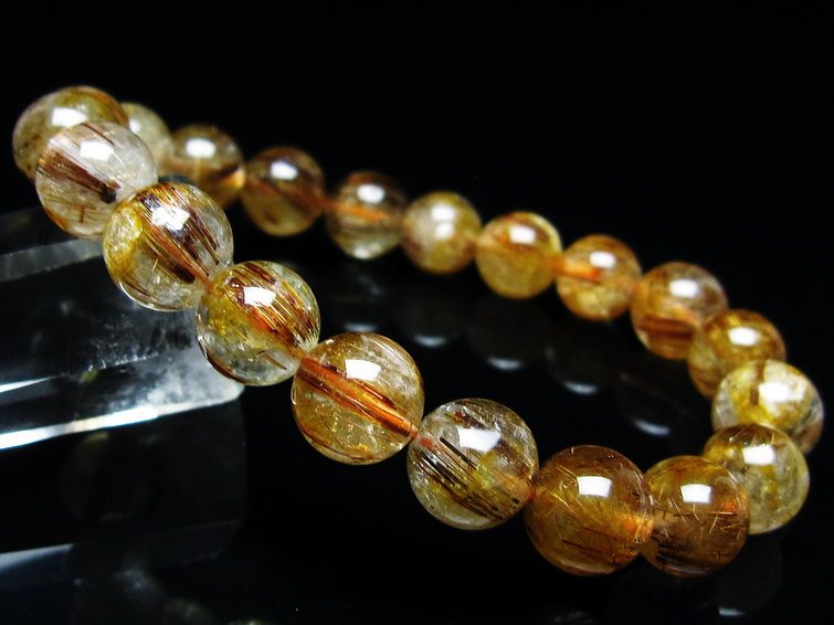 ルチルクォーツ ブレスレット キャッツアイ 10mm 一点物 メール便可 [M便 1/10] 111-45772