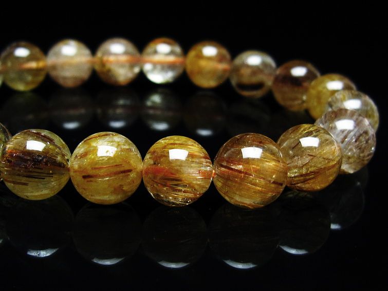 ルチルクォーツ ブレスレット キャッツアイ 10mm 一点物 メール便可 [M便 1/10] 111-45772