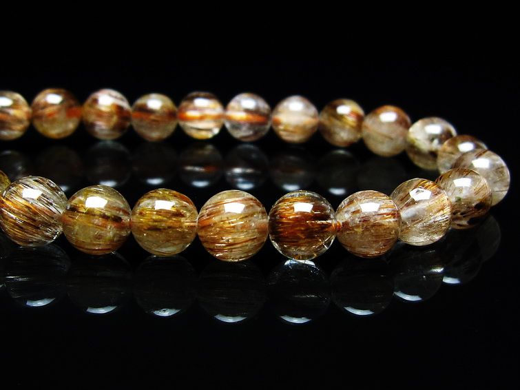 ルチルクォーツ ブレスレット キャッツアイ 7mm 一点物 メール便可 [M便 1/10] 111-45773