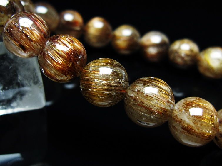 ルチルクォーツ ブレスレット キャッツアイ 10mm 一点物 メール便可 [M便 1/10] 111-45776
