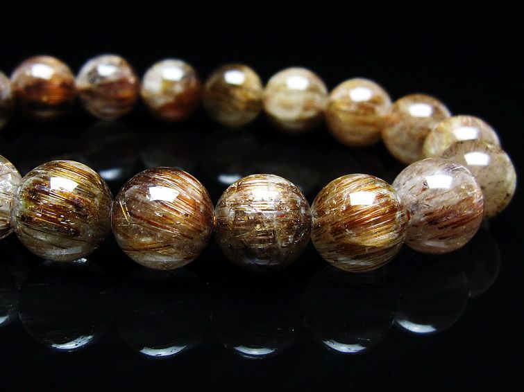 ルチルクォーツ ブレスレット キャッツアイ 10mm 一点物 メール便可 [M便 1/10] 111-45776