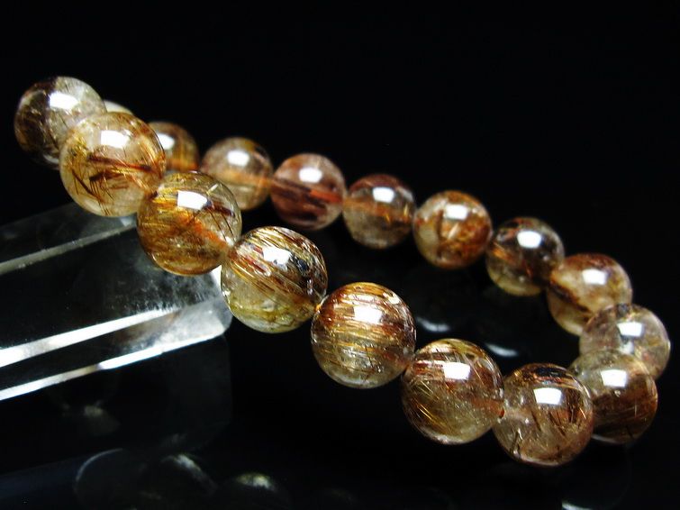 ルチルクォーツ ブレスレット キャッツアイ 11mm 一点物 メール便可 [M便 1/10] 111-45777