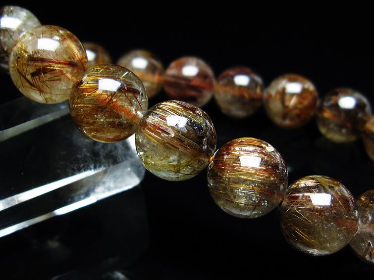 ルチルクォーツ ブレスレット キャッツアイ 11mm 一点物 メール便可 [M便 1/10] 111-45777