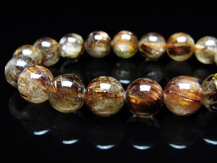 ルチルクォーツ ブレスレット キャッツアイ 11mm 一点物 メール便可 [M便 1/10] 111-45777