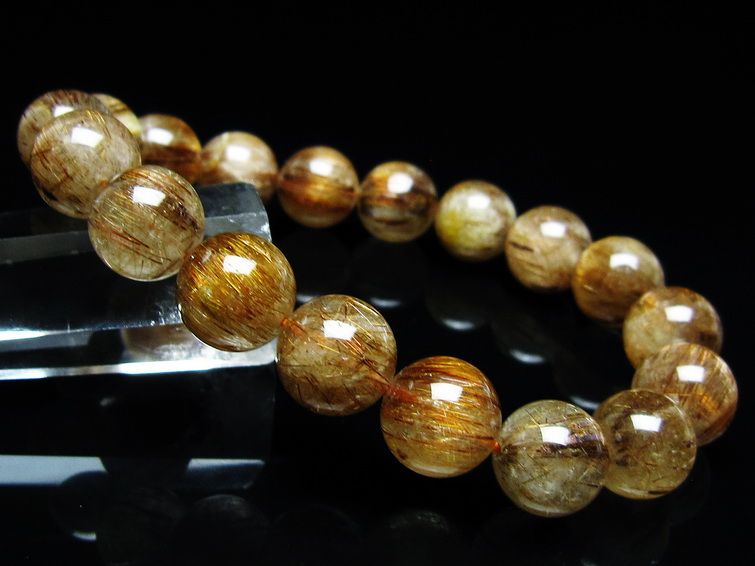 ルチルクォーツ ブレスレット キャッツアイ 12mm 一点物 メール便可 [M便 1/10] 111-45778