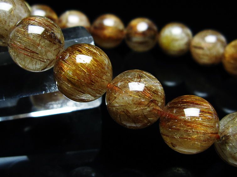 ルチルクォーツ ブレスレット キャッツアイ 12mm 一点物 メール便可 [M便 1/10] 111-45778