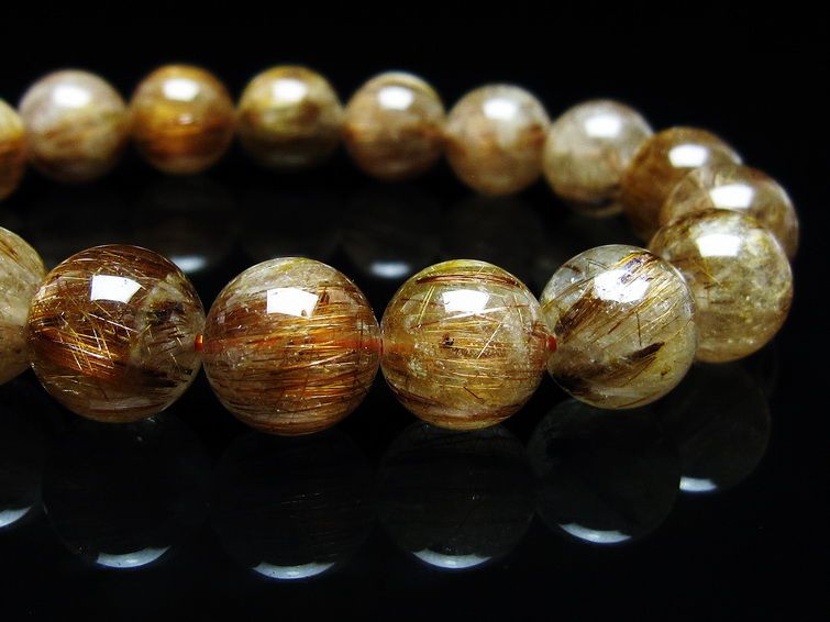 ルチルクォーツ ブレスレット キャッツアイ 12mm 一点物 メール便可 [M便 1/10] 111-45778