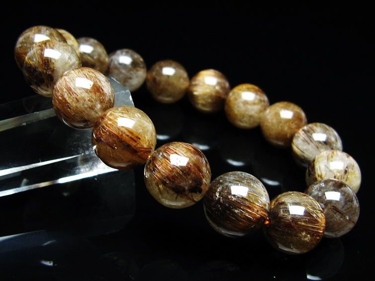 ルチルクォーツ ブレスレット キャッツアイ 12mm 一点物 メール便可 [M便 1/10] 111-45779