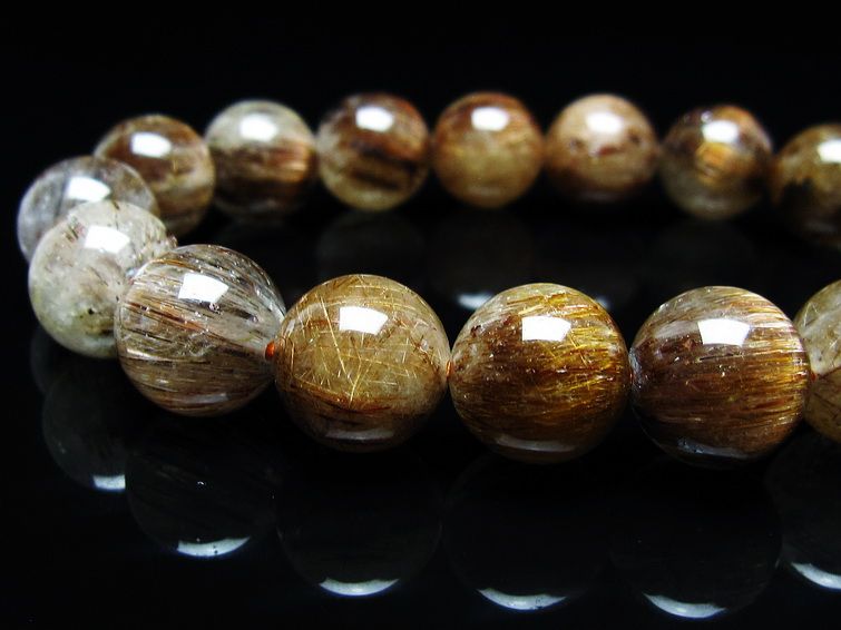 ルチルクォーツ ブレスレット キャッツアイ 12mm 一点物 メール便可 [M便 1/10] 111-45779