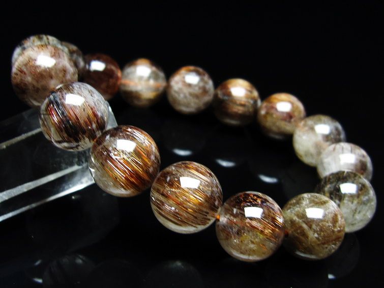 ルチルクォーツ ブレスレット キャッツアイ 14mm 一点物 メール便可 [M便 1/10] 111-45780