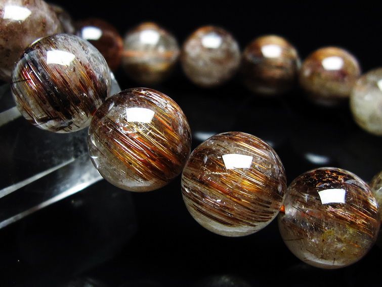 ルチルクォーツ ブレスレット キャッツアイ 14mm 一点物 メール便可 [M便 1/10] 111-45780