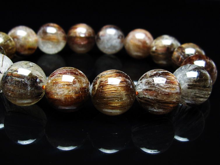 ルチルクォーツ ブレスレット キャッツアイ 14mm 一点物 メール便可 [M便 1/10] 111-45780