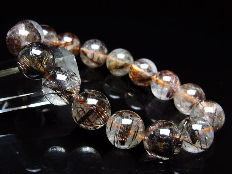 ルチルクォーツ ブレスレット キャッツアイ 13mm 一点物 メール便可 [M便 1/10] 111-45781