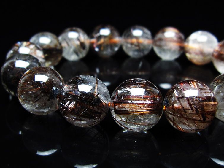 ルチルクォーツ ブレスレット キャッツアイ 13mm 一点物 メール便可 [M便 1/10] 111-45781