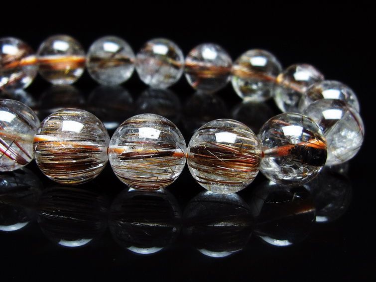 ルチルクォーツ ブレスレット キャッツアイ 13mm 一点物 メール便可 [M便 1/10] 111-45782