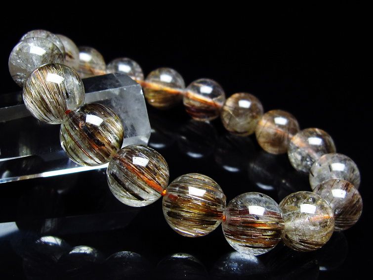ルチルクォーツ ブレスレット キャッツアイ 12mm 一点物 メール便可 [M便 1/10] 111-45783