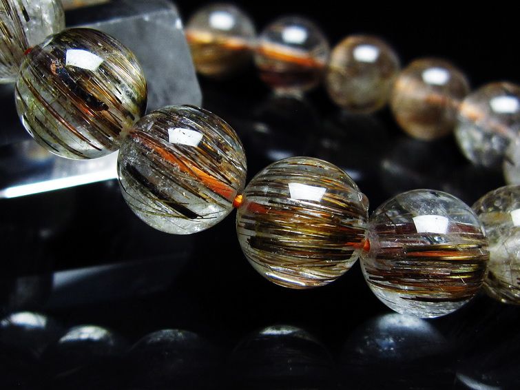 ルチルクォーツ ブレスレット キャッツアイ 12mm 一点物 メール便可 [M便 1/10] 111-45783